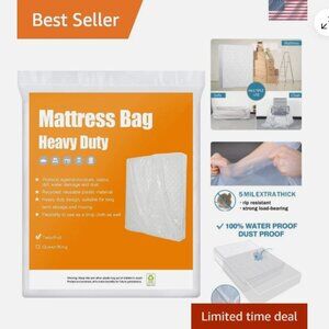 2-Pack 5 Mil Transparent Mattress Bags for Twin/Full Heavy Duty BYSURE